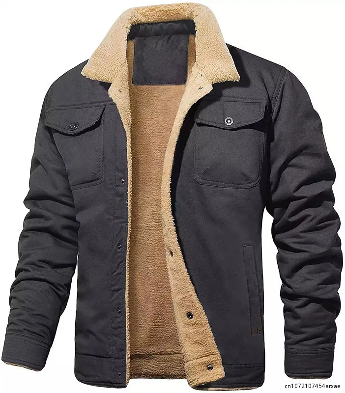 Chaqueta de cuello plisado para hombre, abrigo de algodón, Parka militar Sherpa, camionero, abrigos de carga tácticos, ropa de invierno