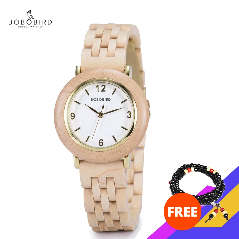 

New Women Watches Fashion Quartz Wristwatch Handmade Wooden Watch for Women Gifts for Girlfriend Daughter Wooden Box Gift