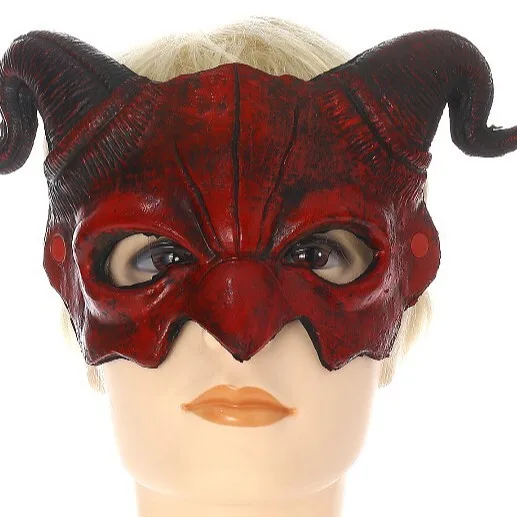 Meia face ram chifre máscara halloween cosplay máscara ressurreição carnaval espuma do plutônio demônio satanás máscara cosplay máscaras de máscaras