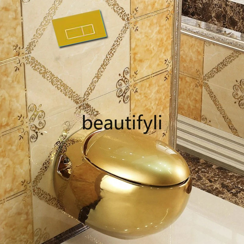 

gold Wall-Mounted Toilet Concealed Wall-Mounted Toilet In-Wall Hidden Suspended Home Use