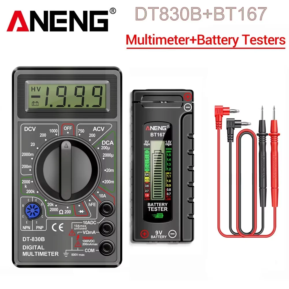 ANENG DT830B Digitales Multimeter Gratis Geschenk BT167 Batterietester 1999 Messungen AC DC Spannung Strom Widerstand Tester Werkzeugset