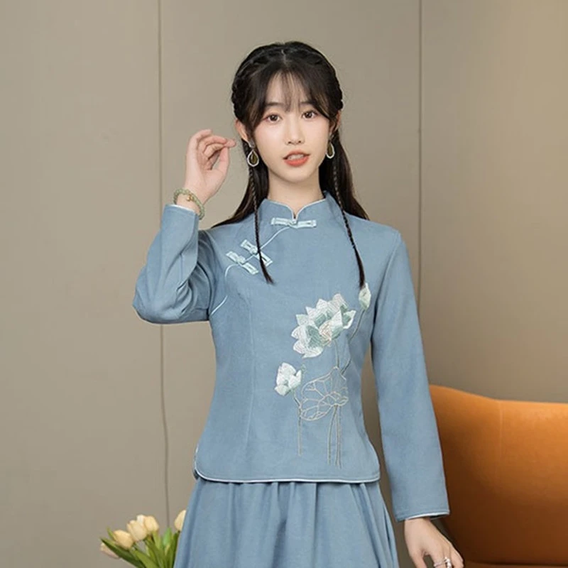 Autumn New Republic Of China Style Improved Cheongsam Tang Costume Hanfu Chinese Style Retro Top Women's Clothing