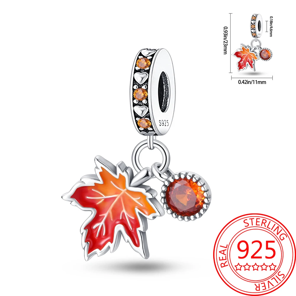 

Autumn Style 925 Sterling Silver Maple Leaf Two Piece Set Pendant Fit Pandora Bracelet Fashion Seasonal Mix And Match Accessorie