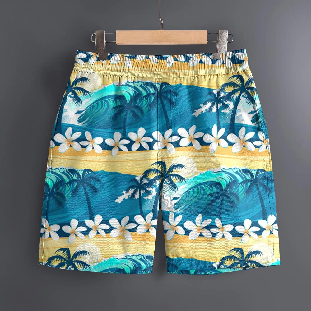 Men's Hawaiian 3D Coconut Tree Pattern Beach Shorts Quick Dry Outdoor Leisure Sports Shorts Fashion Men's Shorts