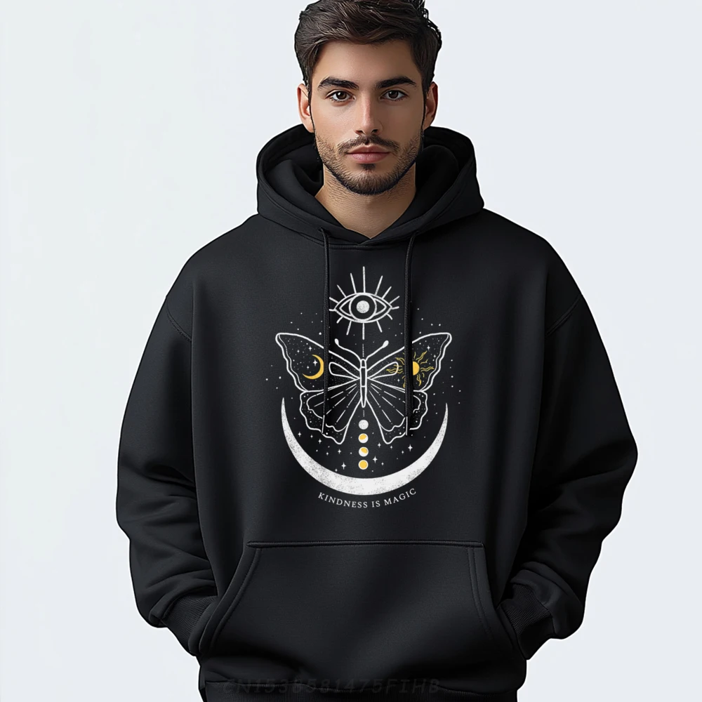 

Celestial Mystical Luna Butterfly Moon Female Long Sleeve Hoodies Outdoor Lovers Day Hoodies Graphic Round Collar Sweatshirt