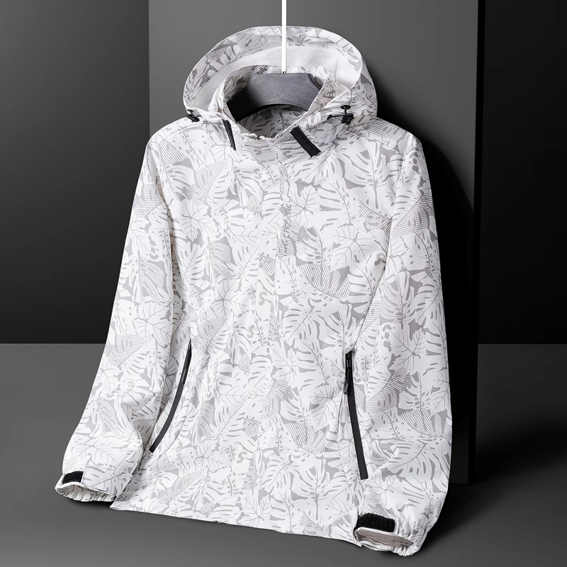 2024 New Spring Mens Lightweight Waterproof Rain Jacket Raincoat for Hiking Travel with Removable Hood Windbreaker Jacket Top