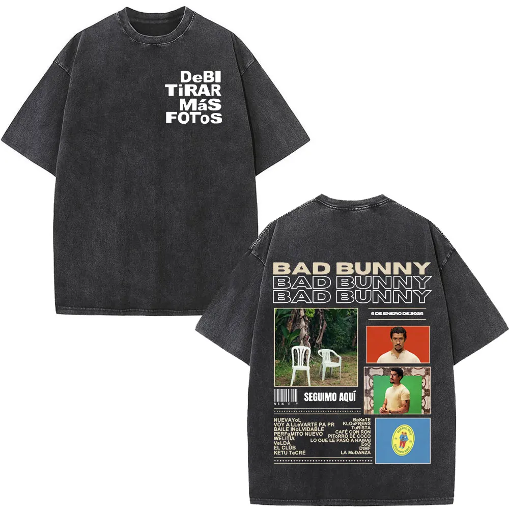Футболка с рэпером Bad Bunny Debi Tirar Mas Fotos DTMF Album 2025, винтажные футболки, мужские и женские футболки большого размера в стиле хип-хоп Футболка с рэпером Bad Bunny Debi Tirar Mas Fotos DTMF Album 2025, винтажные футболки, мужские и женские футболки большого размера в стиле хип-хоп