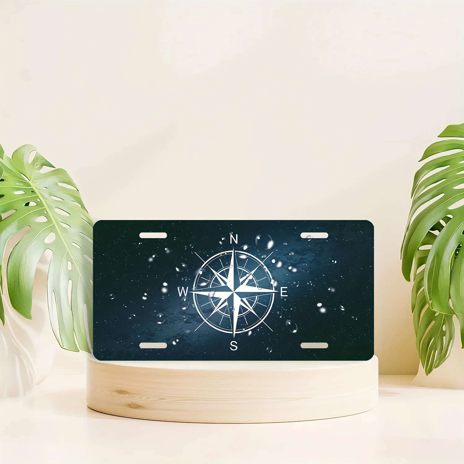 Starry Sky Compass Aluminum License Plate Frame - Unisex Decorative Front Frame, 12