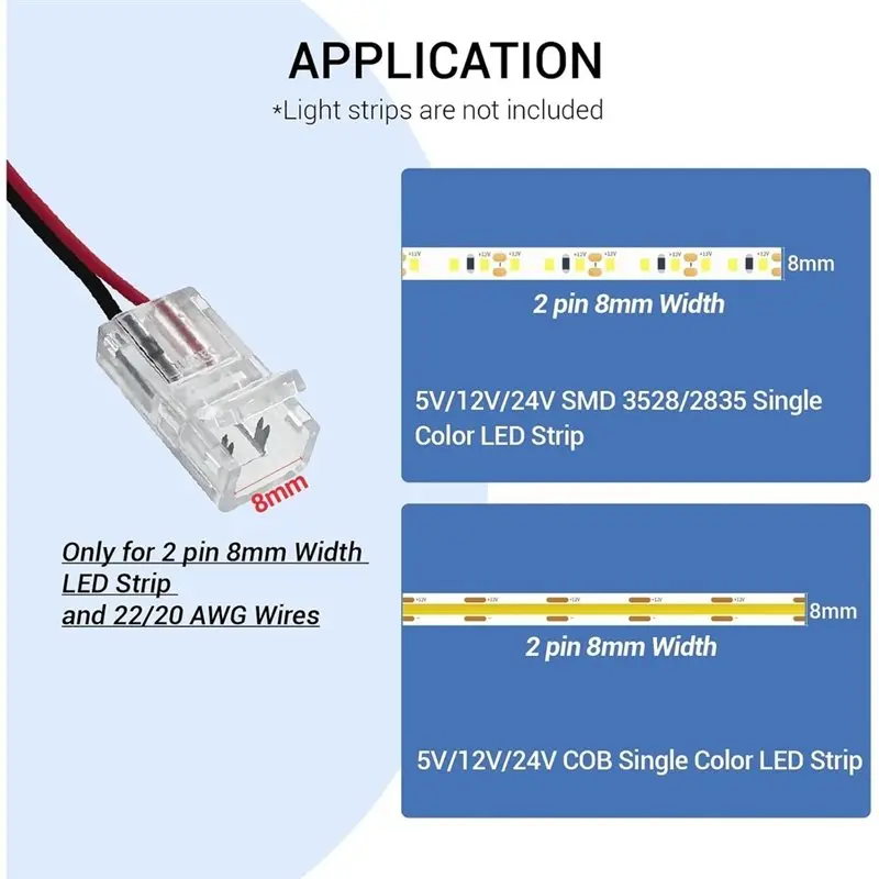 AB34-Led Connectors For Strip Lights 	 Strip To Wire Solderless Transparent Track Lighting Connector