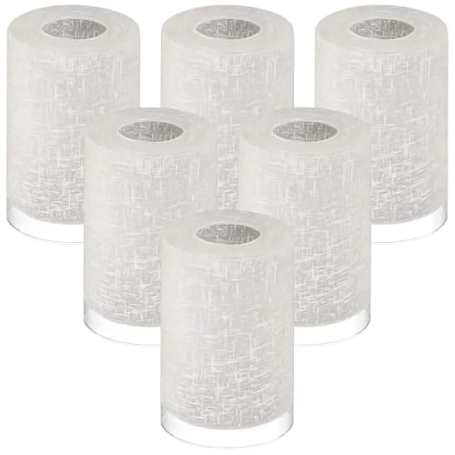 

6 Pack Glass Lamp Shade Cylinder White Linen Glass Shades Replacement Light Fixture Globe 6 x 4 Inch Glass Lampshade Cover with