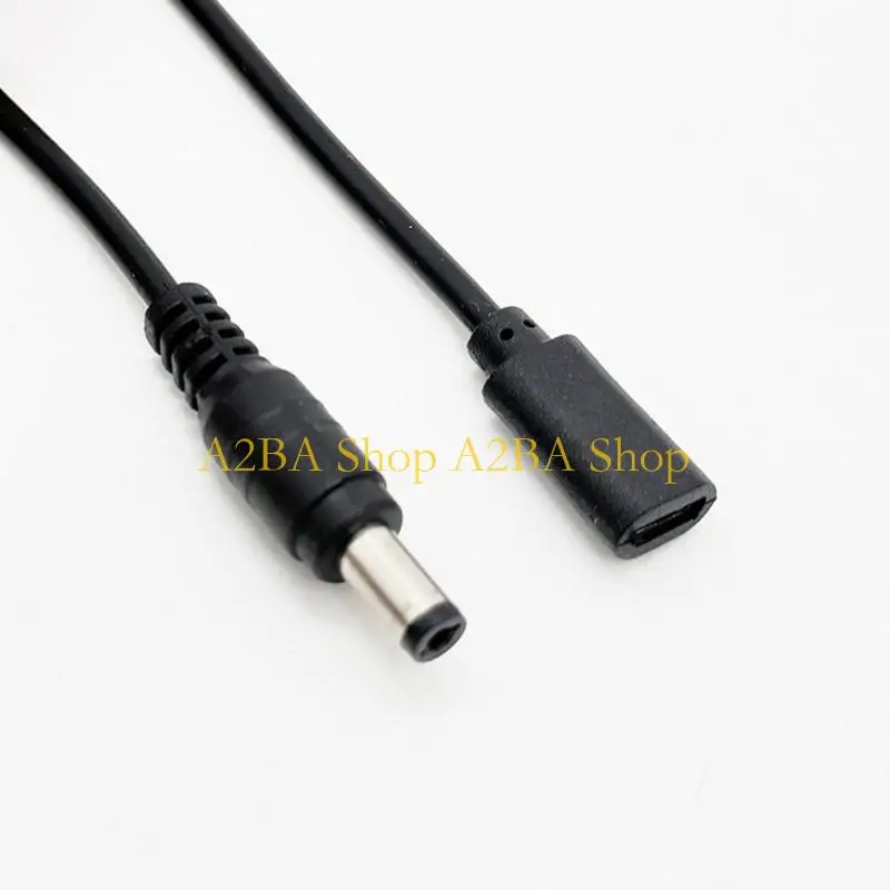 A2BA 5.5 x 2.1 mm Male Power End to USB Female Cable, 30 Short Wire with Molded Relief for Aging Test Routing and Small