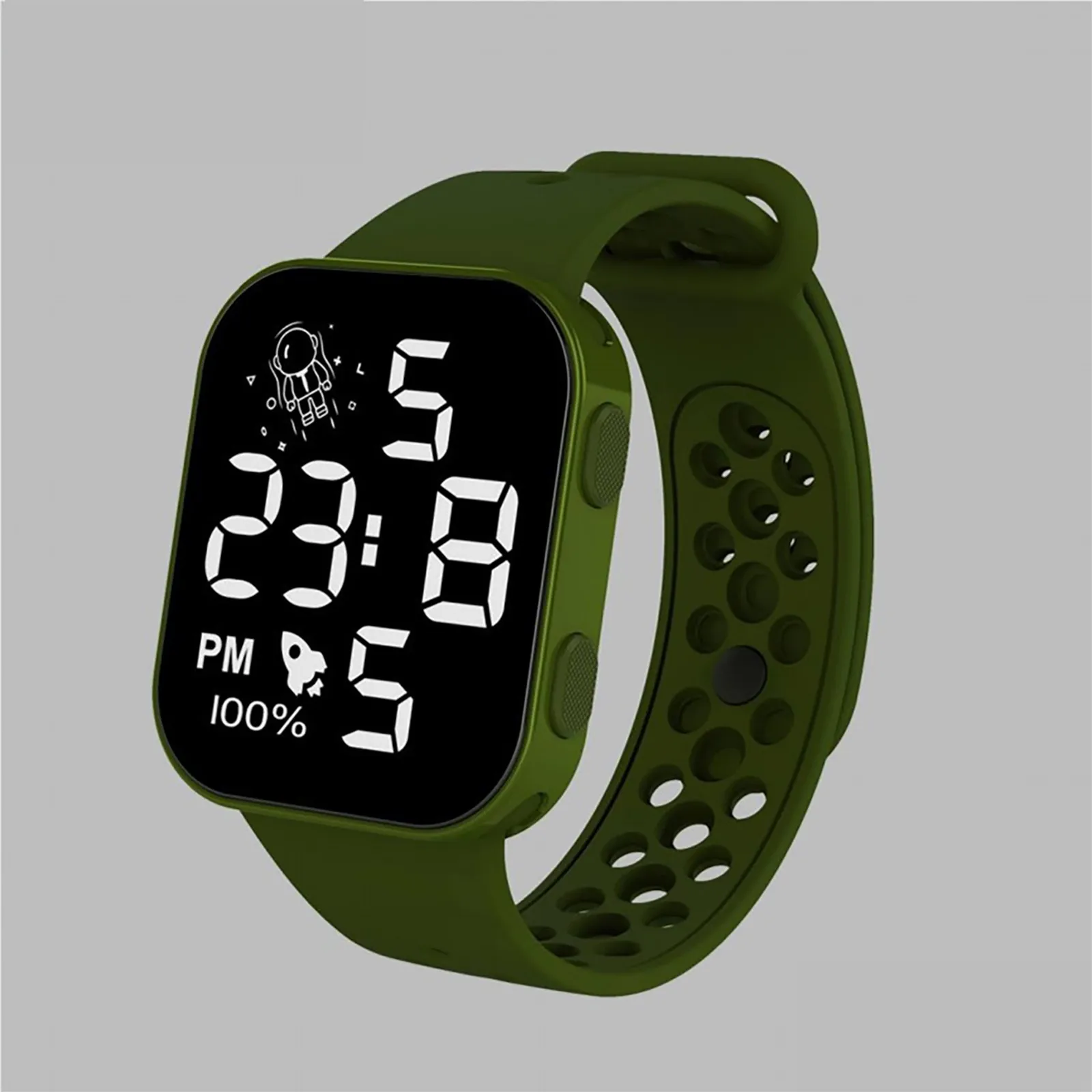 Children'S Sports Electronic Watches Daily Outdoor Activities Led Display Time Square Silicone Strap Watches Simple Practical