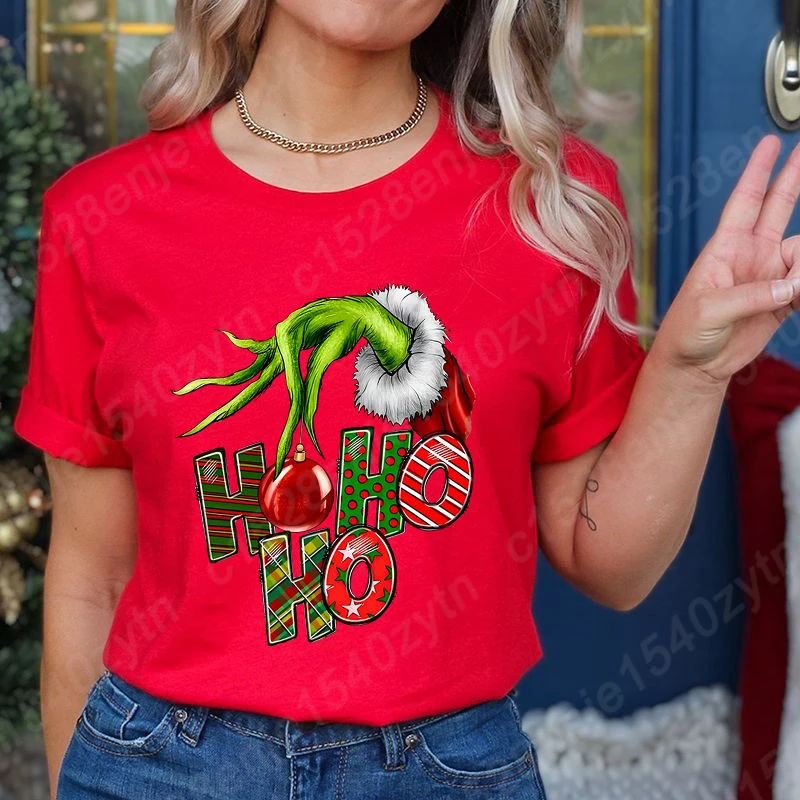 

Christmas Graphic T-Shirts Women Short Sleeve Round Neck Tee Shirt Casual Summer Ladies Tops Hot Selling Loose Soft T Shirt Tops