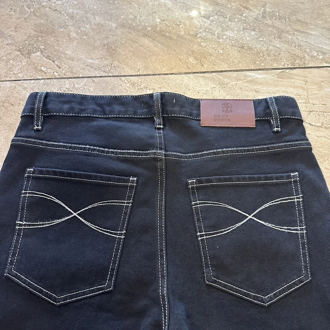 BLLIYOSS-Tecido elástico jeans masculino, calças compridas retas, etiqueta de couro personalizada, tecido elástico, nova moda, dinheiro antigo, 2022