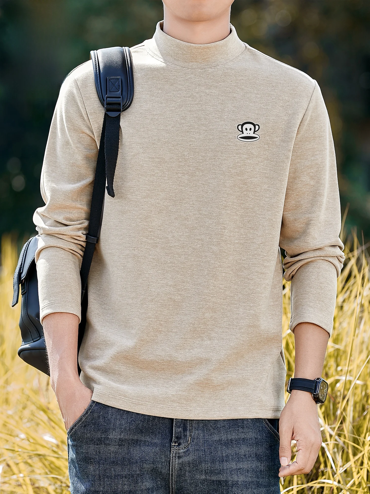 

Мужская комфортная футболка свободного кроя Paul Frank, осенняя новинка, универсальная базовая модель с длинным рукавом, из мягкого полиэстера, повседневная, модная