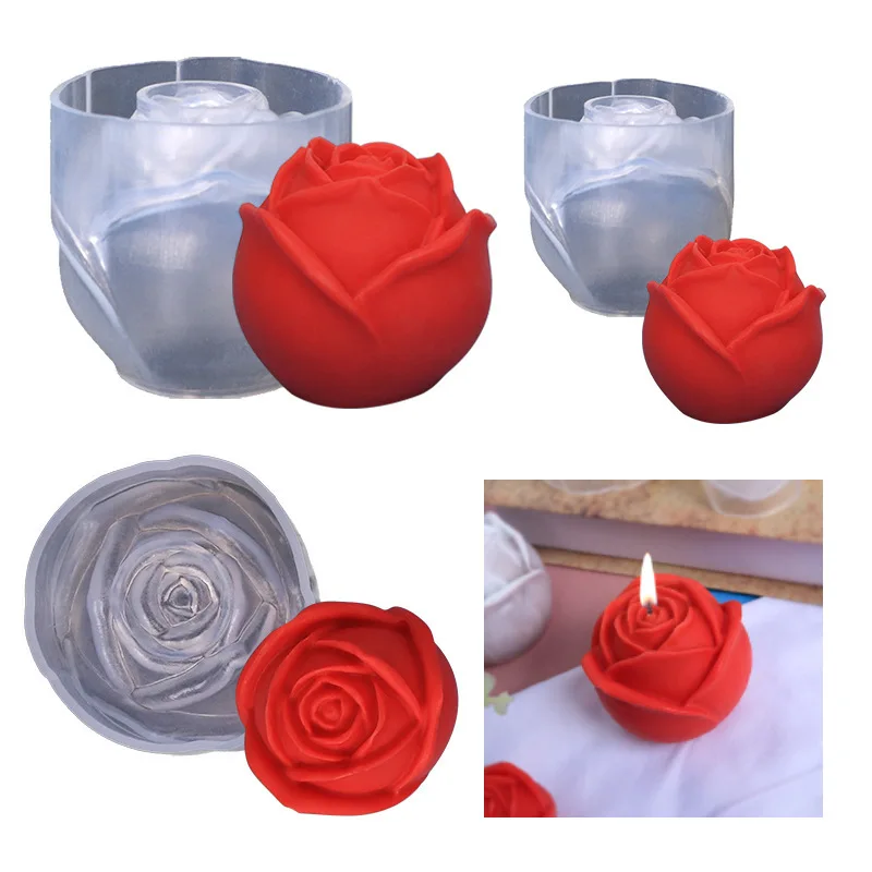 3D Rose Ice Cube Silicone Mold DIY Aromatherapy Candle Plaster Resin Mold Chocolate Cake Baking Mold Food Grade