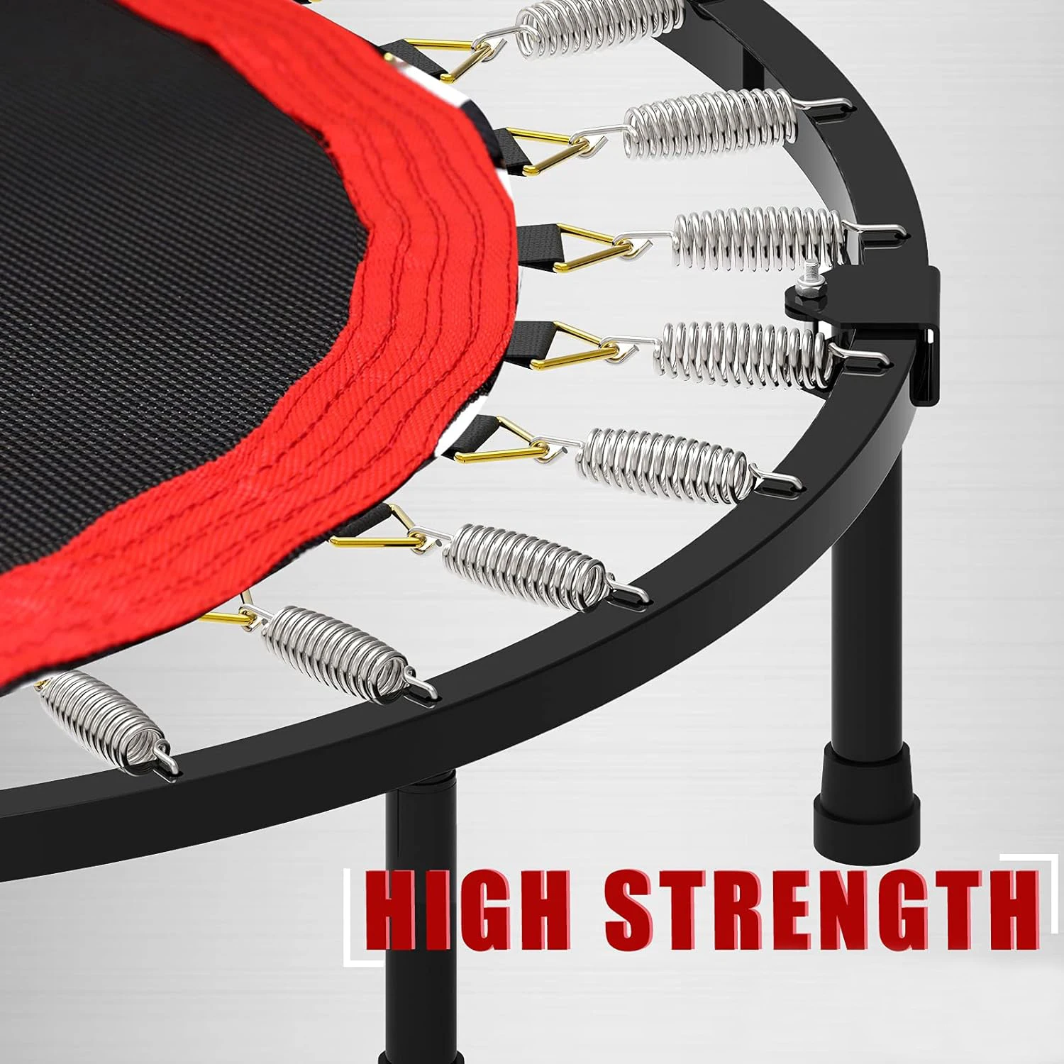 Classic black 40 inch folding trampoline mini fitness indoor exercise training elastic jumping pad with handle bounce back