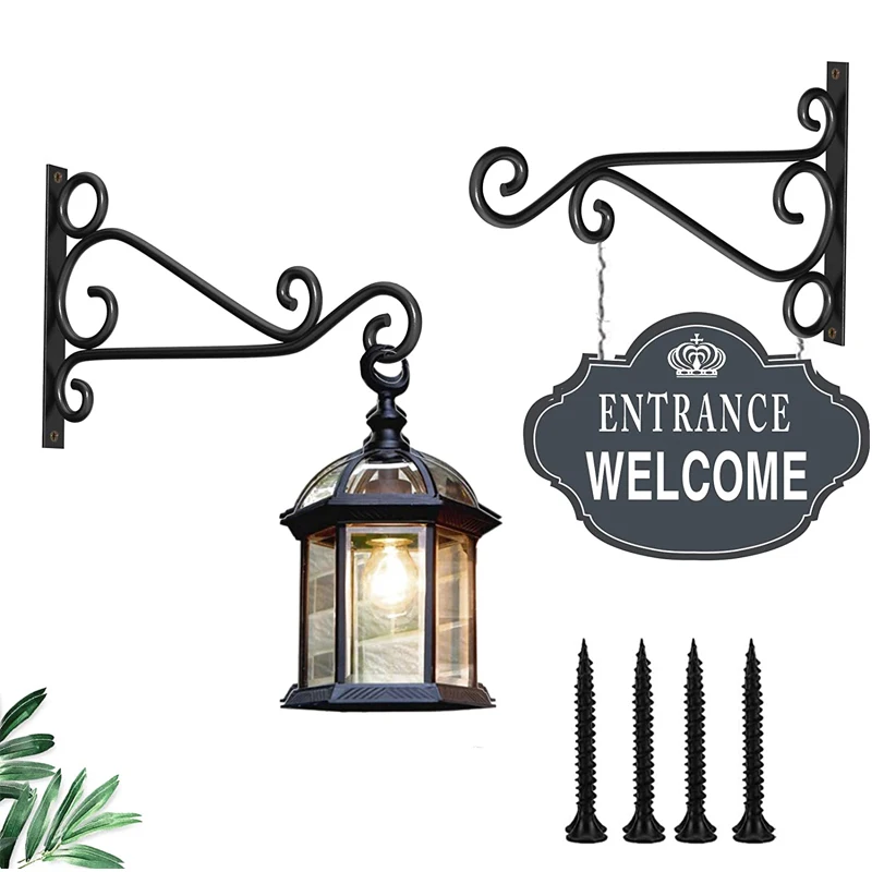 Retro Wrought Iron Wall Hanging Hook Flower Pot Rack Decoration Wall Hanging Basket Storage Bracket Garden Terrace Ornaments