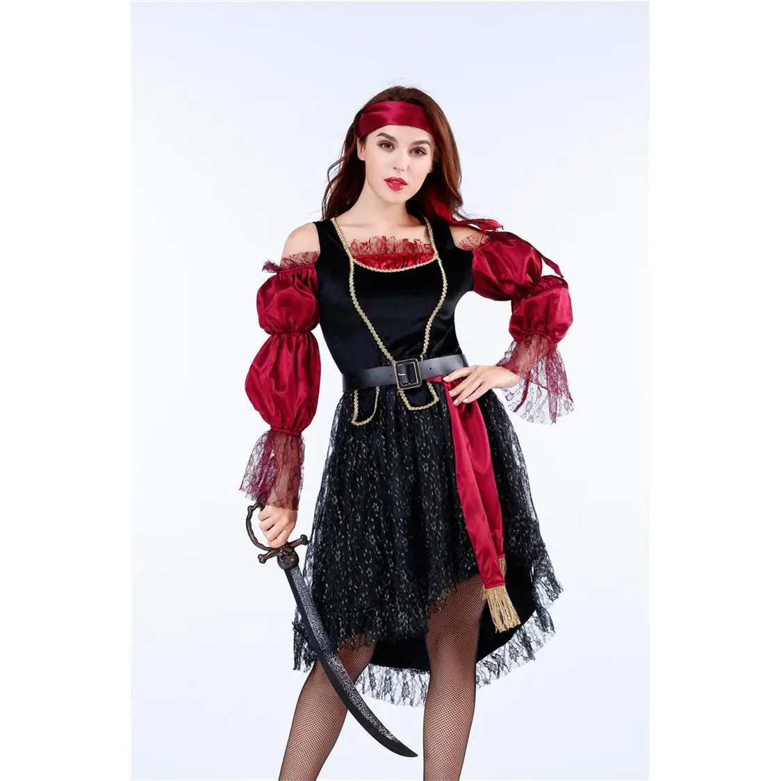 

Adult Halloween Costume Caribbean Pirate Women's Captain Jack Outfit Couple's Themed Party Masquerade Dress Chinese Style