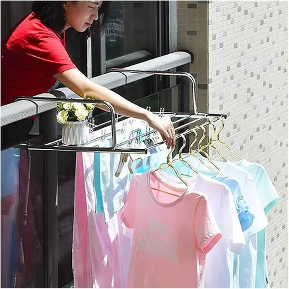 

Stainless Steel Folding Drying Rack for Indoor & Outdoor Use, Ideal for Balcony Clothes Hangers and Window Shelving