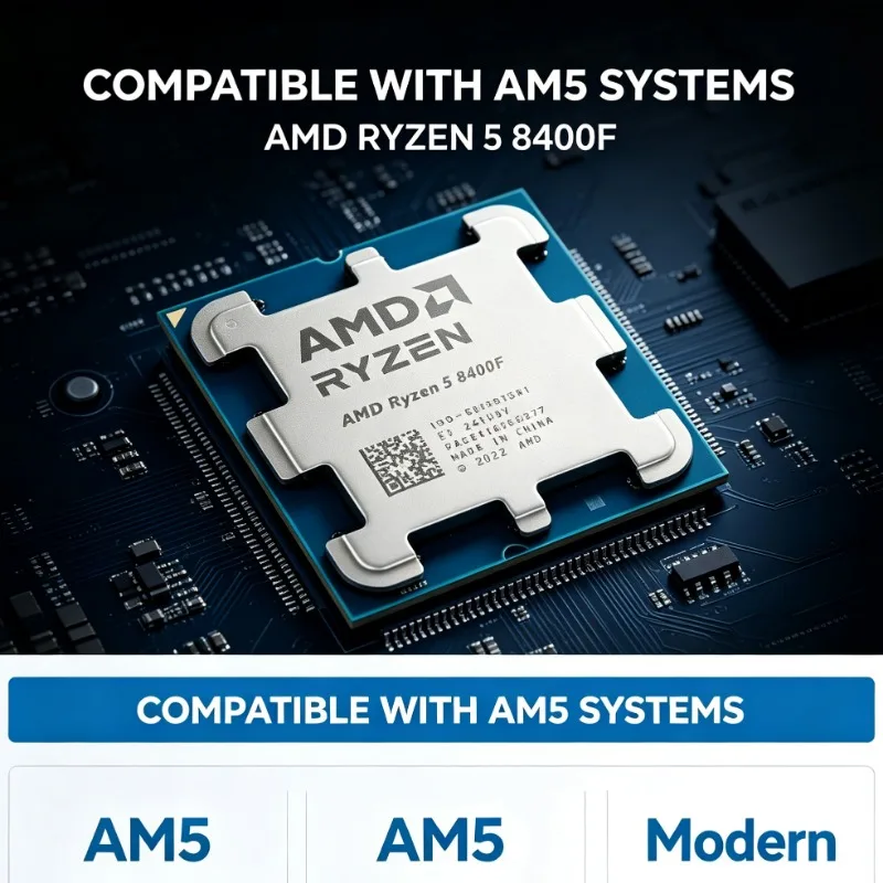 AMD R5 8400F Ryzen 5 8400F 6‑Core 12‑Thread 4.2GHz AM5 Socket Desktop Gaming Processor Support DDR5 No Integrated Graphics