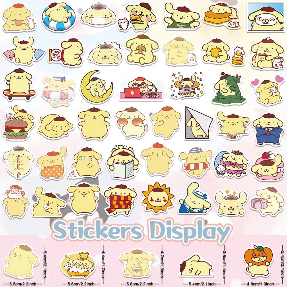 50/100pcs Sanrio Kawaii Pompompurin Dog Anime Cartoon Stickers Refrigerator Phone Laptop Guitar Stationery Kid Graffiti Sticker