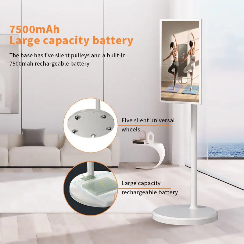 21.5 Inch Display Lcd Touch Screen Indoor Android 12 Advertising Portable Mobile Floor Standing Smart TV