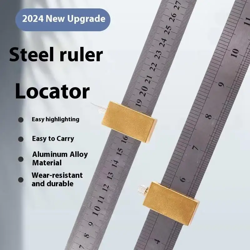 

New Protable Accurate positioning Woodworking Tools Carpentry Steel Ruler Positioning Limit Block Measuring Marking Gauge