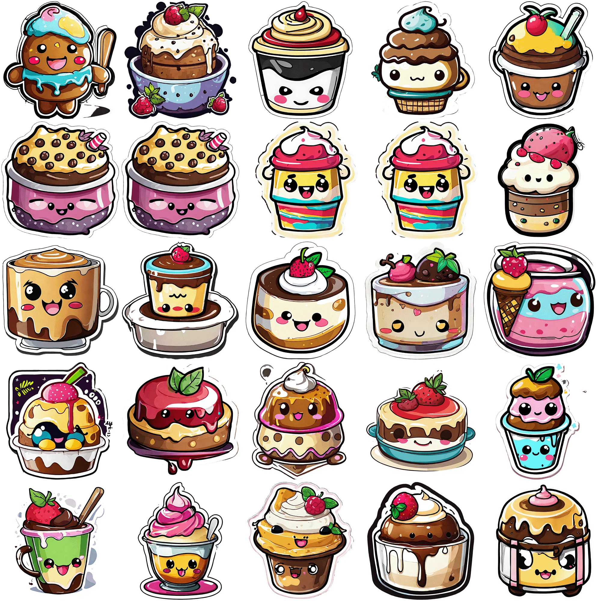 50 pieces of cute pudding graffiti stickers Create a Unique Style with 50 Pieces of Colorful Stickers