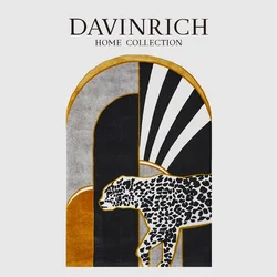 DAVINRICH Leopad Panther Decorative Carpet Luxury Arch Shape Tapestry Doorway Mat Bedside Rugs Art Living Room Modern Upholstery