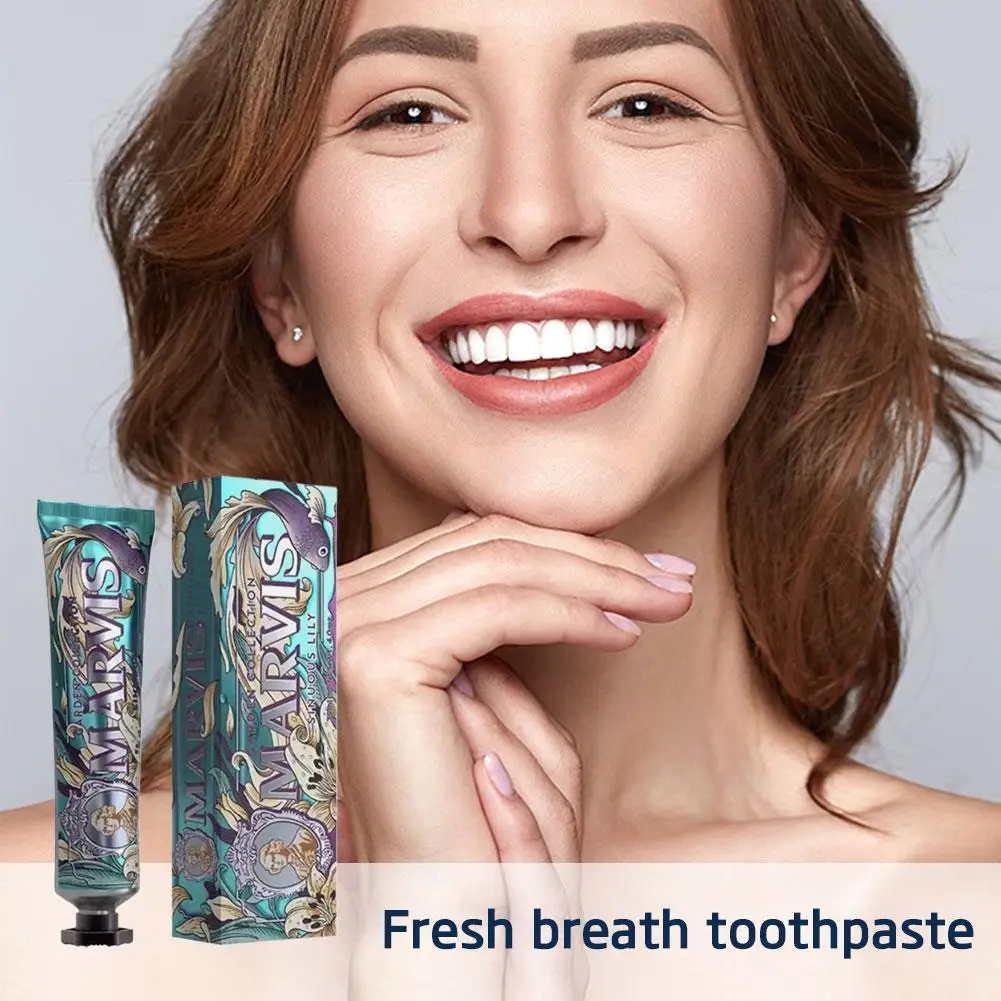 Dentifrice à la menthe blanchissant Marvis Original d'italie, rafraîchit l'haleine, améliore le soin de la santé bucco-dentaire, élimine les taches de fumée, prévient les dents