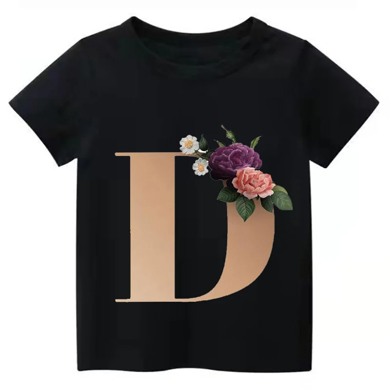 Summe Retro Flowers A B C D Children T-shirt Kawaii Trend T Shirt Harajuku Letter Casual Clothes Kids Girl Boy Short Sleeve Tops