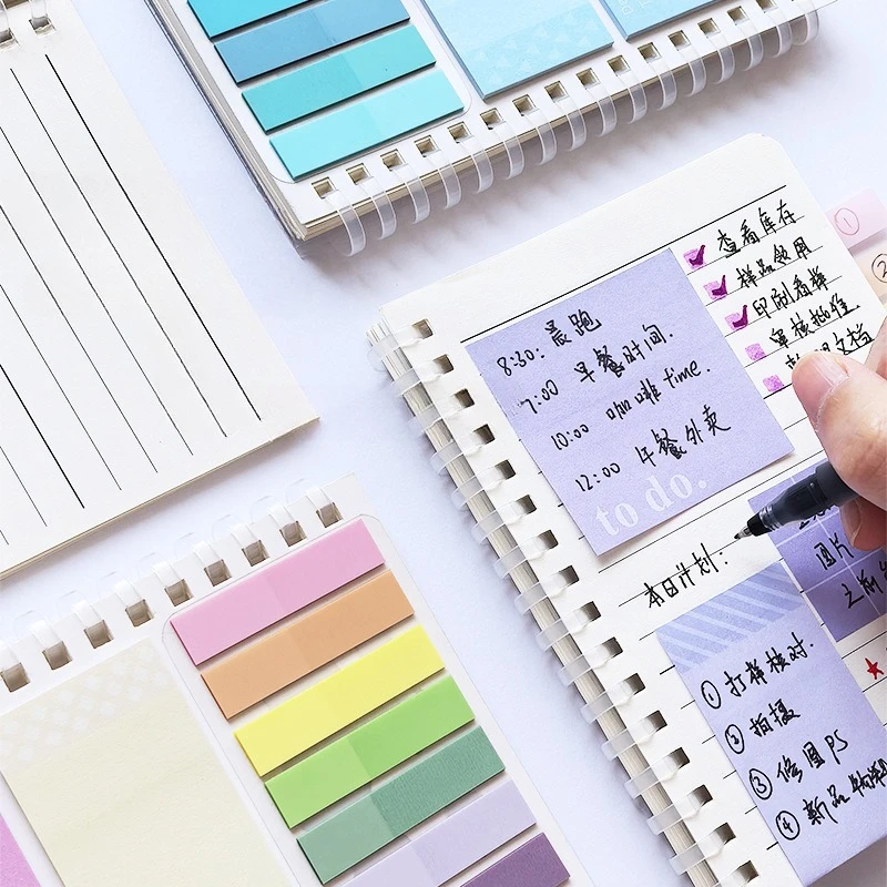 

Расширяющиеся липкие заметки для переплетов, градиентные цвета, набор многоразовых блокнотов, многофункциональные учебные принадлежности с прочным клеем