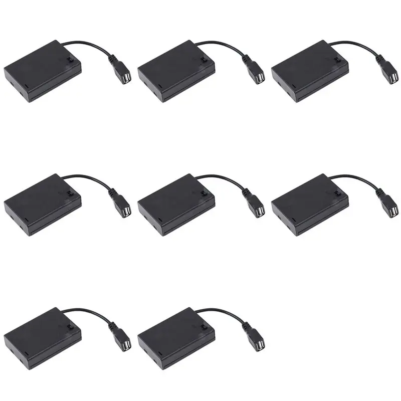 【PUBLICITY】8Pcs 3XAA Battery Case With Cover And Switch Connected To USB Female Connector USB Female Socket Battery Holder