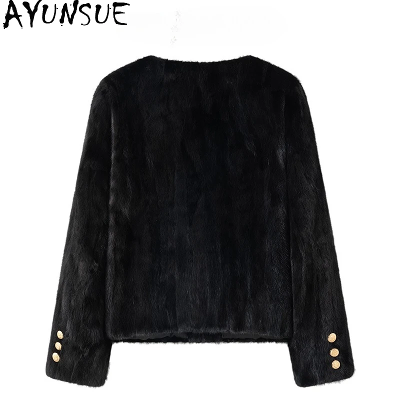 AYUNSUE 本物のミンクファーコート レディース服 高級リアルファーコート 女性用 アウターウェア 冬用ジャケット Шуба Женская 2025