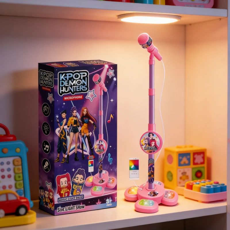 Kpop Demon Huntress Squad Kinderspeelgoedmicrofoon Oogverblindend 5-lichten Microfoon voor jongens en meisjes Speelliedjes Kerstcadeaus