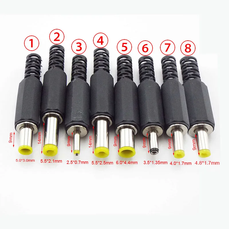 Adaptador de conector de alimentação macho DC 3,5x1,35mm 4,0x1,7mm 4,8x1,7mm 5,5x2,1mm macho Jack Socke F1