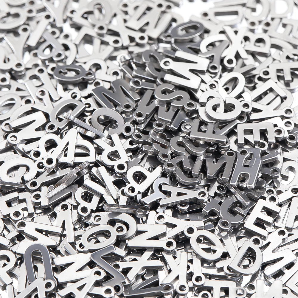 50pcs Mini A to Z Initial Charms Random Alphabet Pendants Stainless Steel Letter Charms DIY Earrings Necklaces Jewelry Making