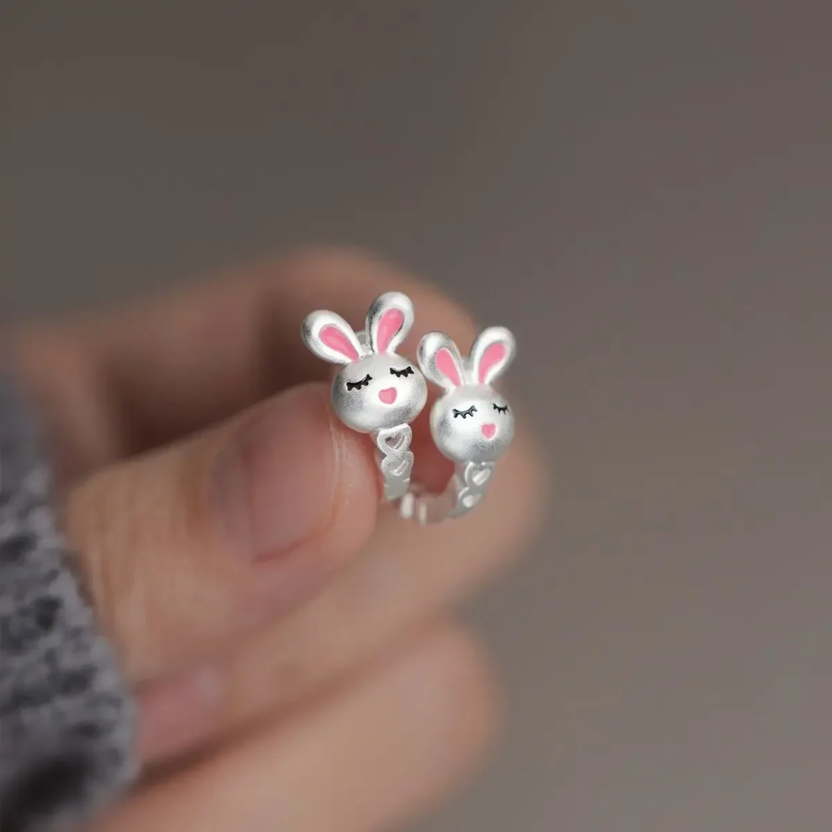 Baby Princess Heart Ear Buckles Cute Rabbit Hoop Earring For Girl Child Woman Beautiful Aros Huggies  Jewelry Accessories