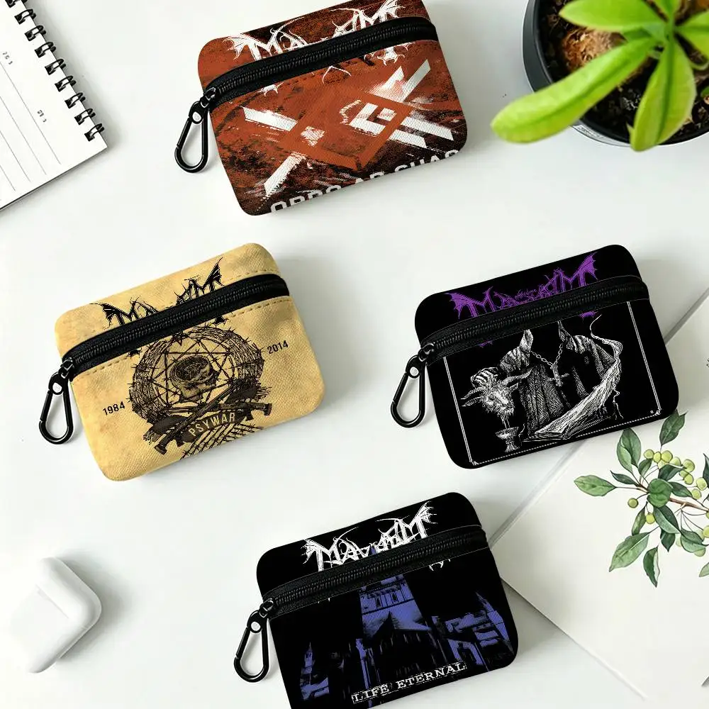Death Rock M-Mayhem Classic Band – Porte-monnaie en tissu Oxford résistant à l'usure, sac à dos portable, sac de rangement pour cartes suspendu