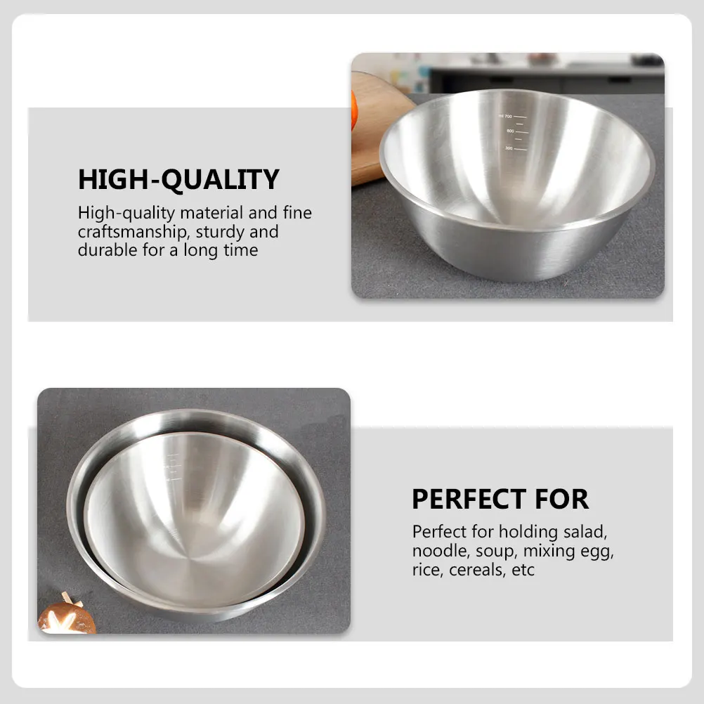 

Stainless Steel Mixing Bowl Thickened Multi-Functional Baking Accessory For Egg Beating Salad Soup Noodles Kitchen Gadget