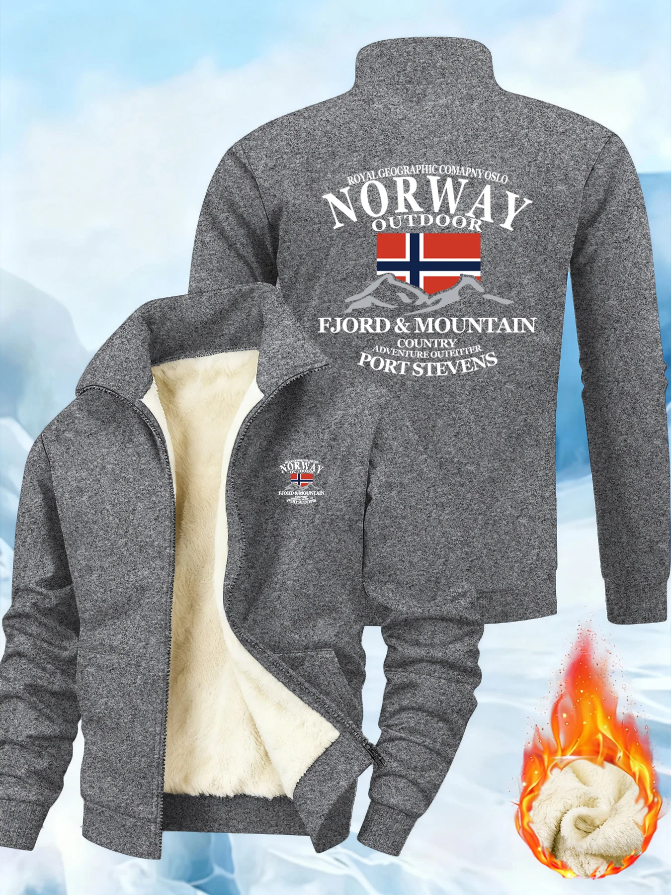 معاطف شتوية سميكة للرجال سترات رياضية غير رسمية من النرويج موضة ملابس الشارع الشهير بسحاب وياقة واقفة من الصوف بأكمام طويلة