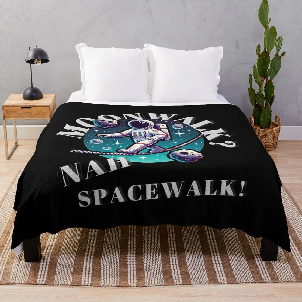 Astronaut Balancing on a Tightrope Throw Blanket Shaggy Flannel Summer Comforter Blankets