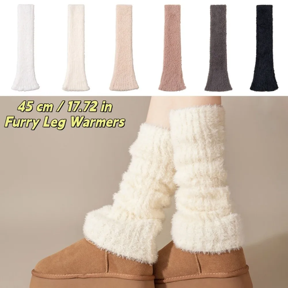 

Чехлы для ног в японском стиле, пушистые гетры, 45 см, коралловый флис, ботинки Лолиты, утолщенные кавайные длинные носки-трубы, использование для косплея