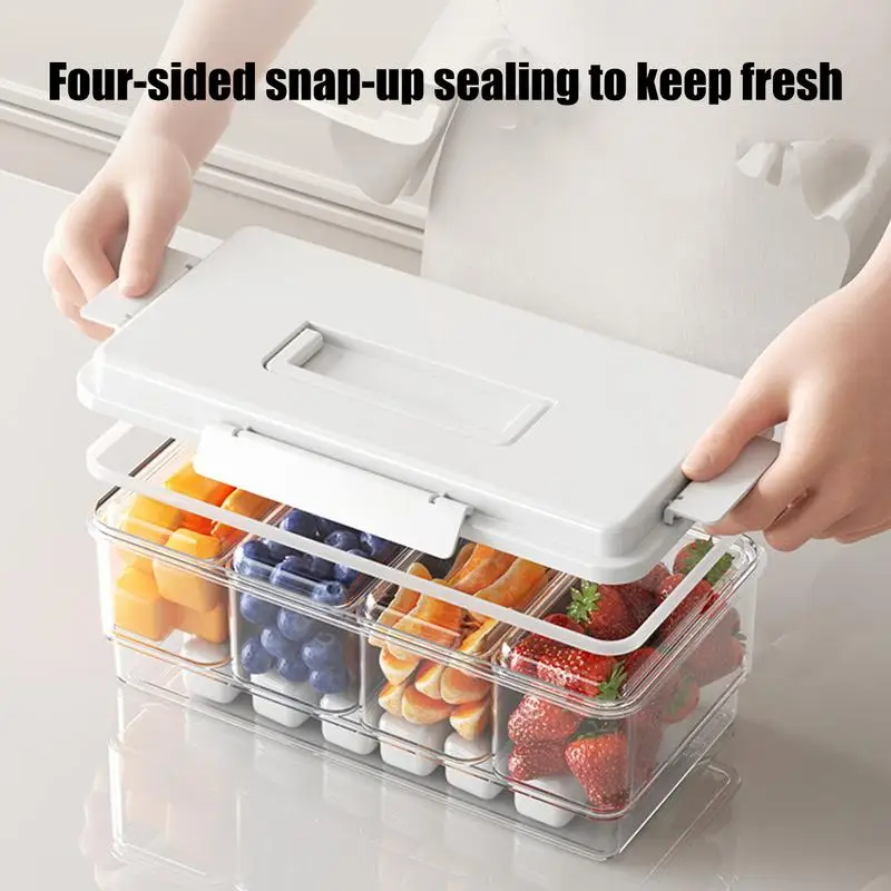 

Vegetable Fruit Fresh-Keeping Containers For Fridge Divided Snack Organizer Leak-proof Food Tray With Lids Airtight And Handle
