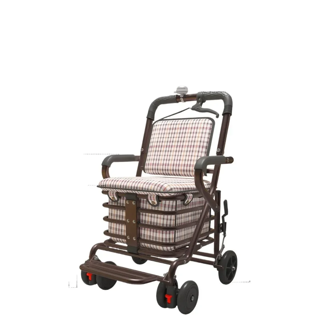 Trolley for the Elderly Portable Home Can Be Pushed Can Sit on the Scooter Power Car Foldable Shopping Shopping Shopping Trolley