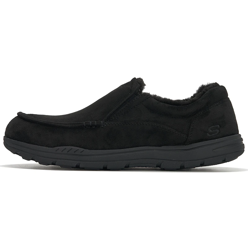 Skechers Men Fleece Lined Walking Shoes 66445‑BLK Slip On Warm Casual Comfort Non‑Slip Winter Loafers 2026 New