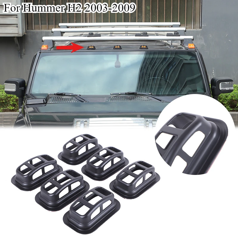 

Fit For Hummer H2 2003-2009 ABS Sliver/ Matte black Car Front Rear Roof Light Protective Cover Decorative Car Accessories