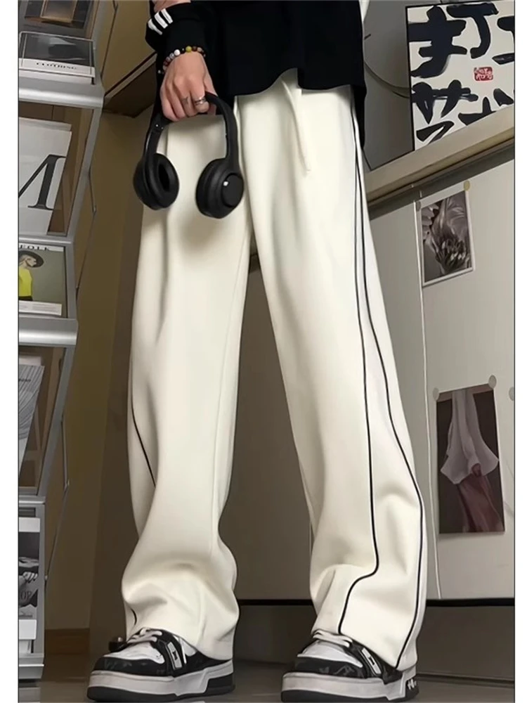 

American Retro Hiphop Men's Straight Leg Casual Pants Trendy Brand Comfortable Loose Fit Spor Trousers Spring Autumn Wear