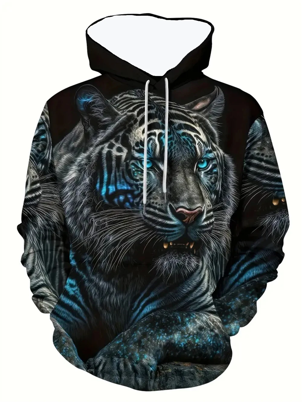 

Men's Tiger Graphic Hoodies, Long Sleeve, Hooded Sweatshirt, Front Pocket, 3D Print, Streetwear, Spring, Fall, Fashion
